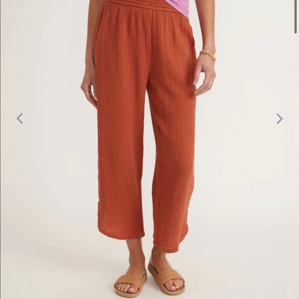 Marine Layer Corinne Wide Leg Pant in Burnt Siena